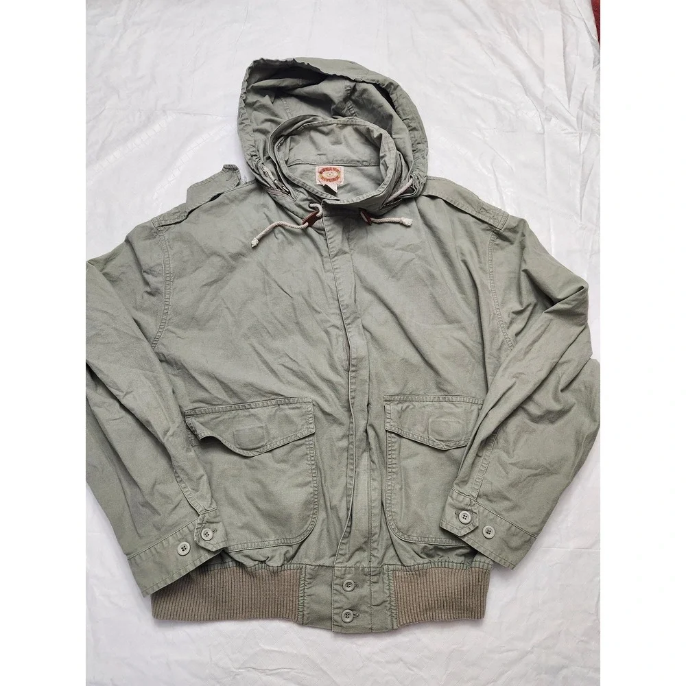 Vintage Banana Republic Jacket Mens Large Green Hooded Canvas Military Field